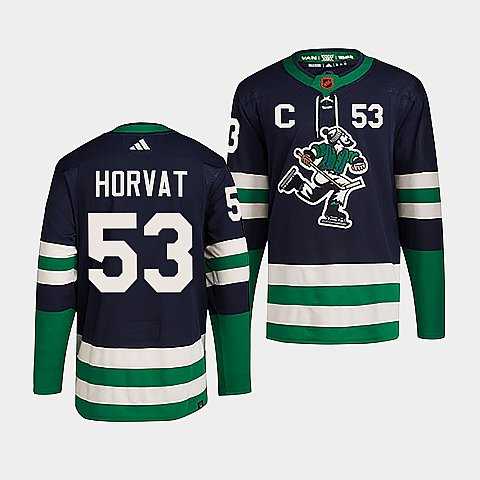 Men%27s Vancouver Canucks #53 Bo Horvat Navy 2022 Reverse Retro Stitched Jersey Dzhi